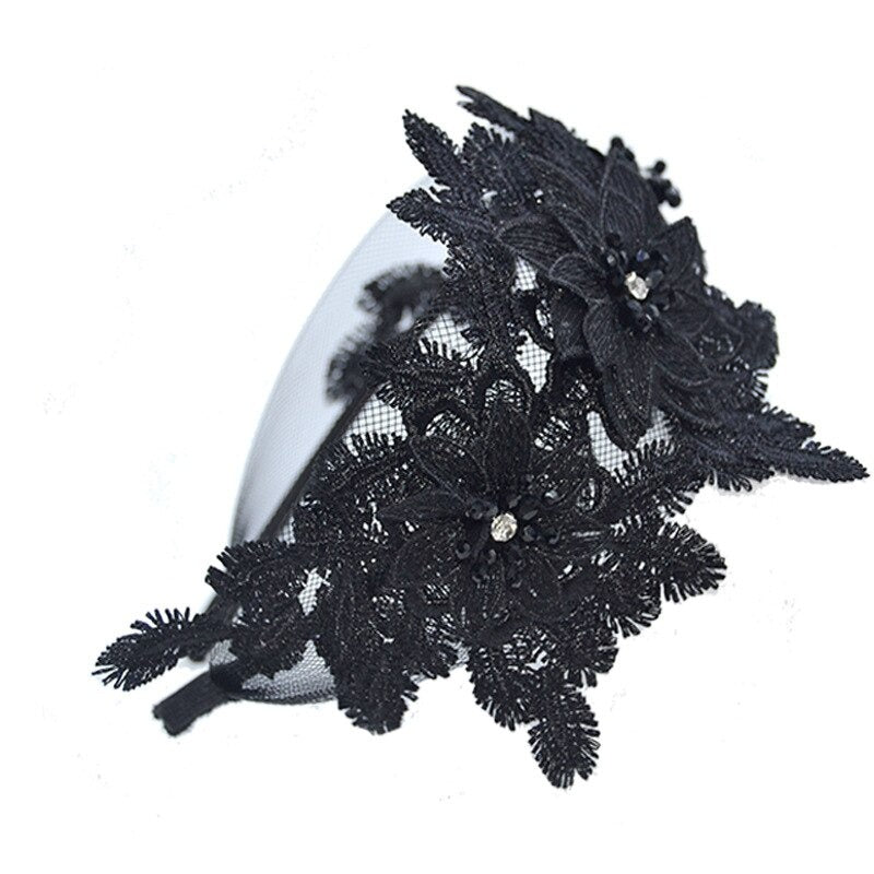 black bridal headband