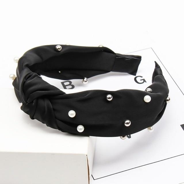 black headband with pearls