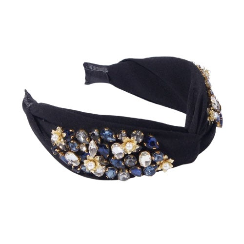 black headband with rhinestones
