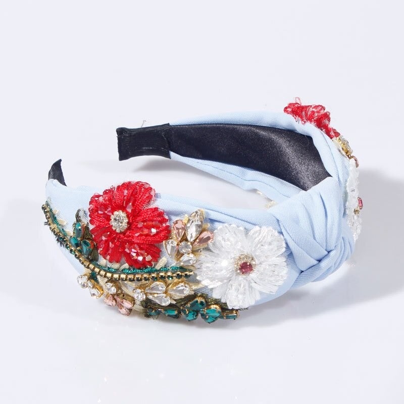 blue floral headbands 