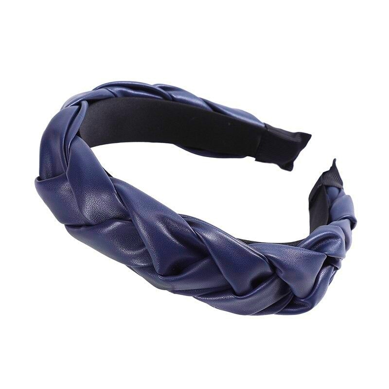 Blue headband faux leather hair band headband skinny thin narrow 3/8 wide