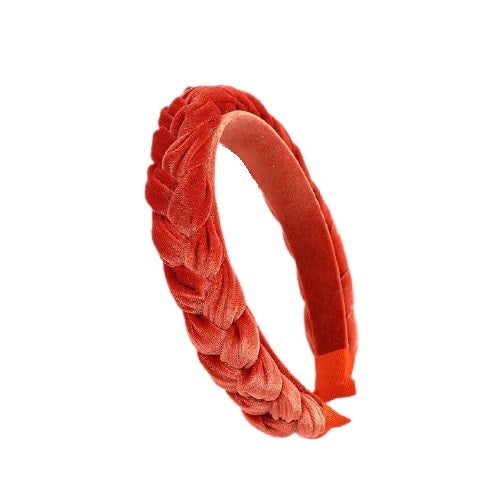Orange and red braided headbands Ciara French Braided Headband-Orange (Metallic Color) – Amy main image 4