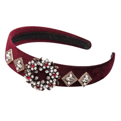 Burgundy floral headband