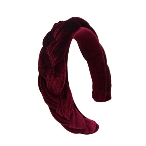 Velvet braided Red burgundy Headband