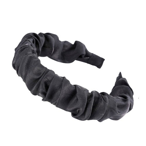 Black Velvet Scrunchie Crown Rouched Hair Band Headband Scrunch Ruffle UK  Bride to Be Statement Piece 