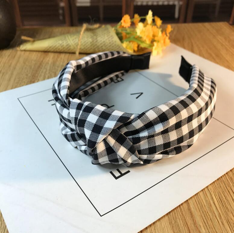 black and white gingham headband