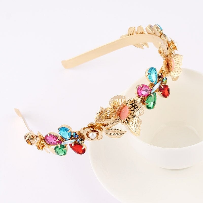 gold butterfly headband