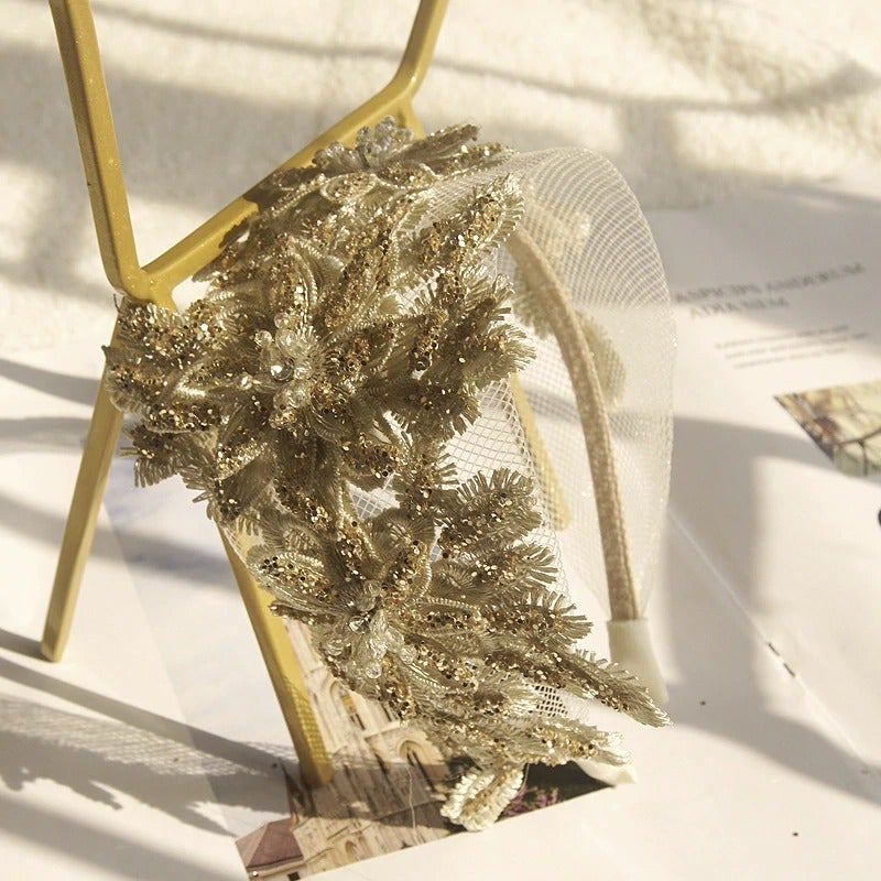 gold embrodery headband
