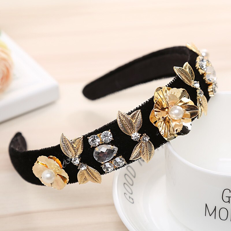 gold flower crown headband