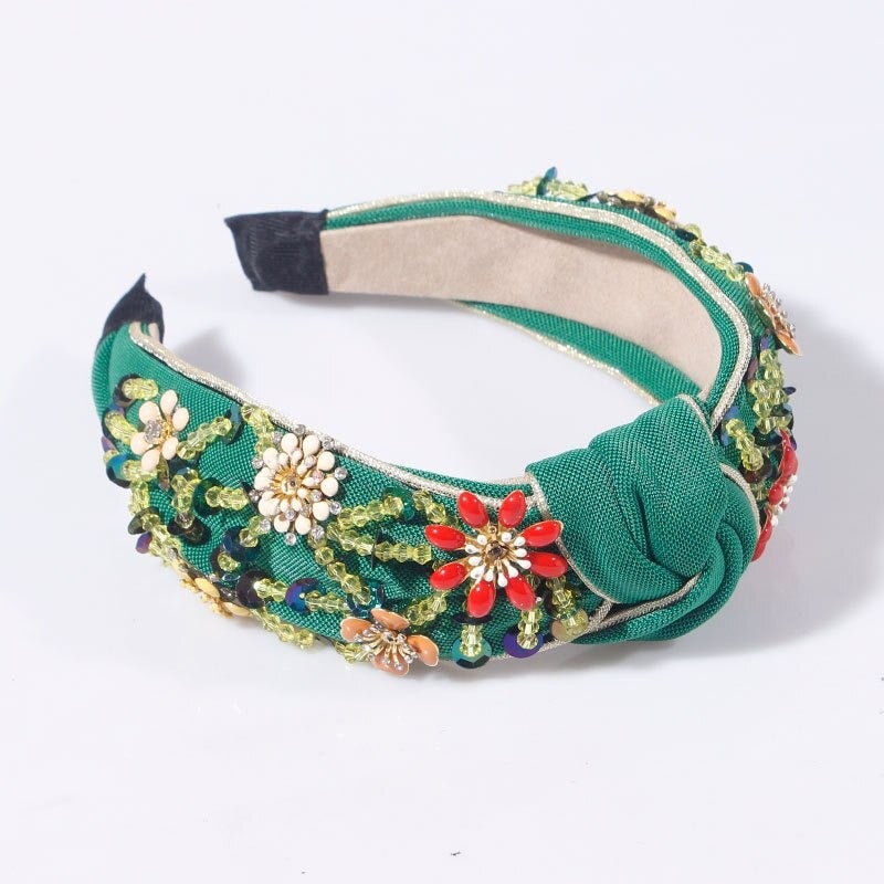 green flower headband