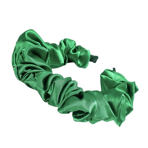 green satin headband