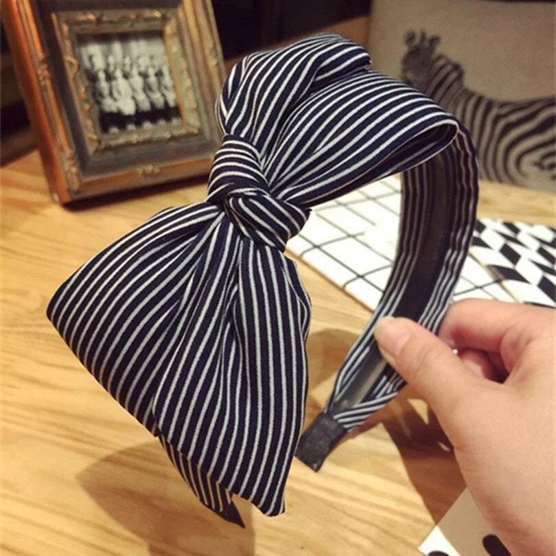 knotted bow headband with stripes