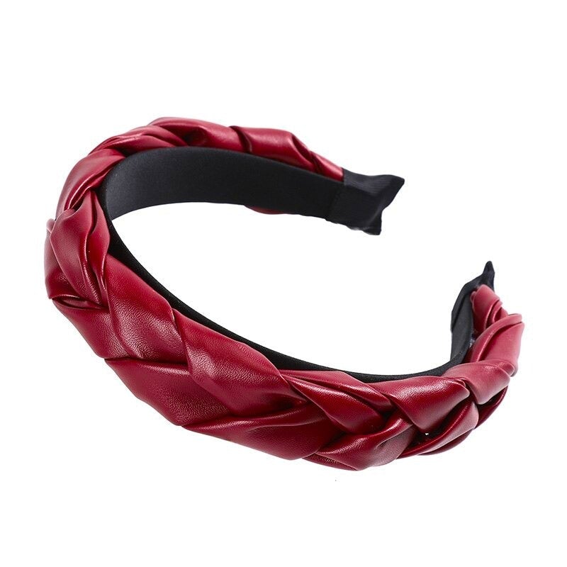 Red Braided leather headband