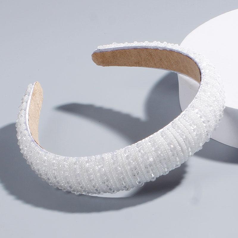white padded crystal headband
