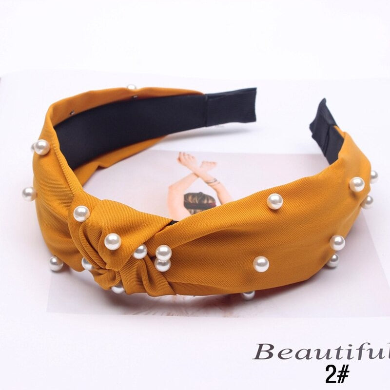 yellow pearl headband